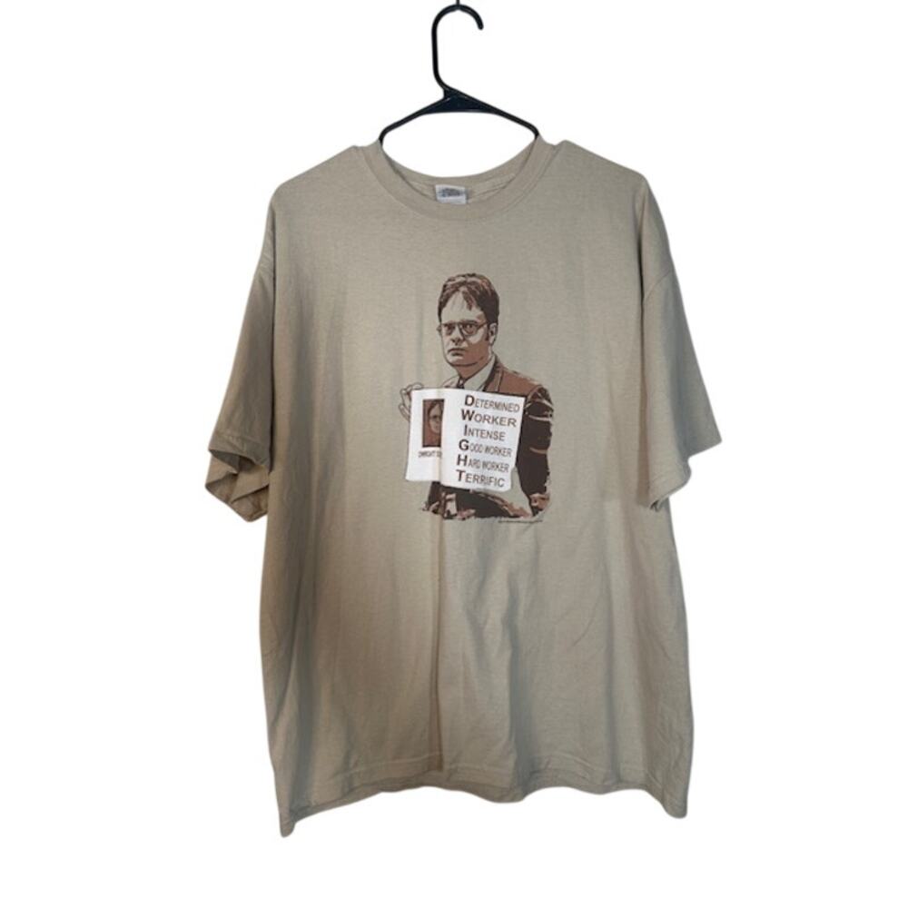 Gildan Dwight Schrute The Office Graphic T-Shirt Beige Men Sz XL